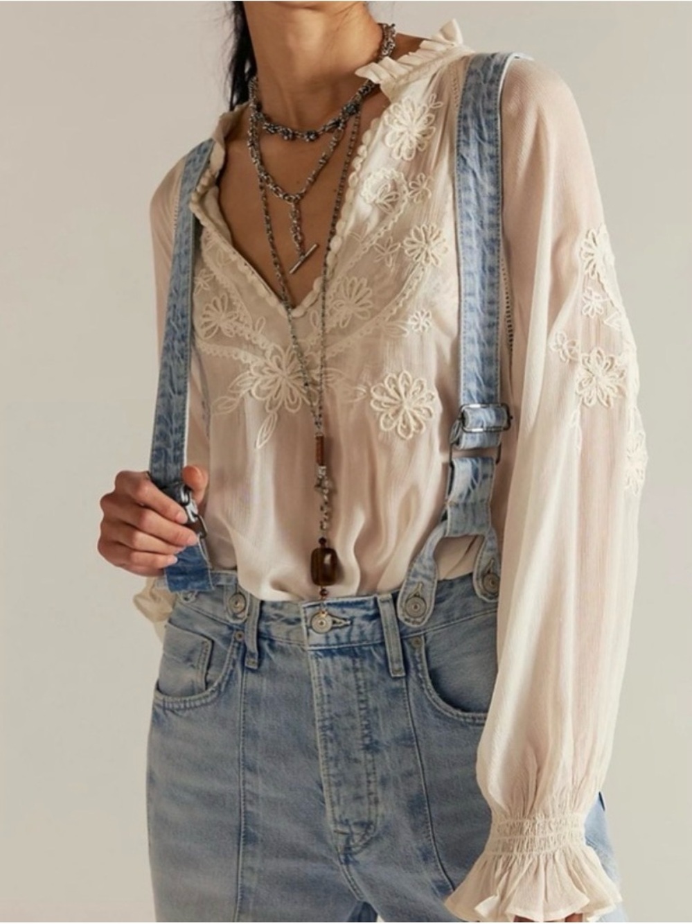 Free People Bali Dragon Lily Embroidered Peasant Blouse M NWT - Picture 2 of 12